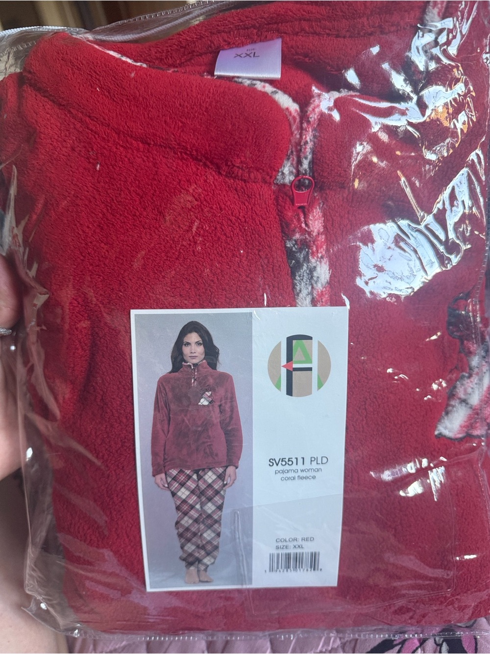 Red Coral Fleece Women's Pullover Pajama Sweater - SV5511 PLD